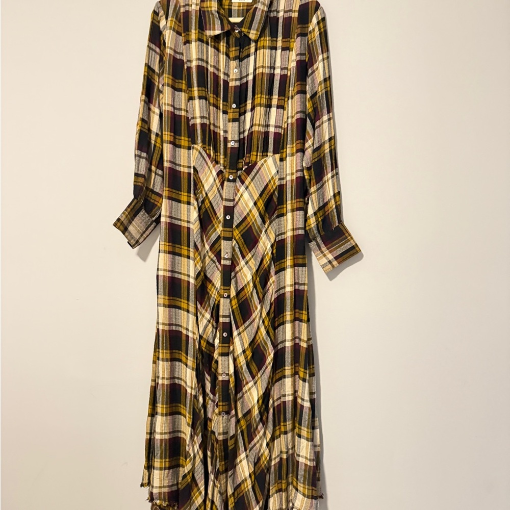 NATURAL LIFE Buttery Soft Plaid Long Sleeve Maxi Dress